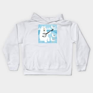 Polar Bear on Banjo! Kids Hoodie